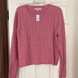 LOFT Rose Cable Knit Sweater